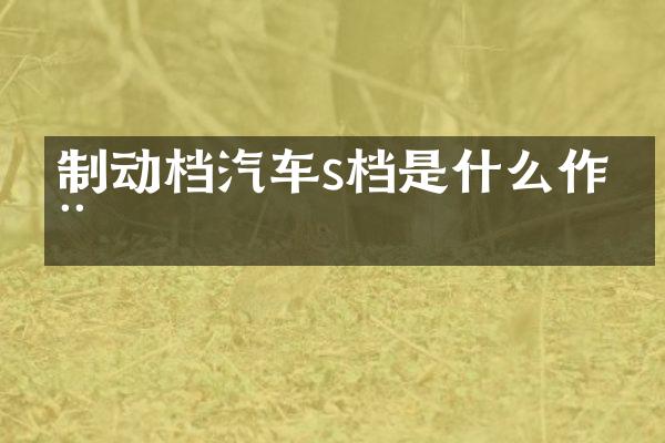 制动档汽车s档是什么作用