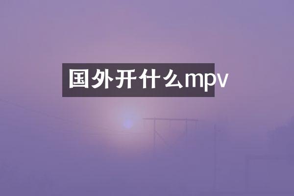 国外开什么mpv