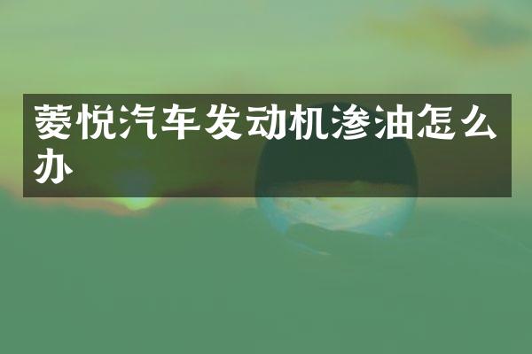 菱悦汽车发动机渗油怎么办