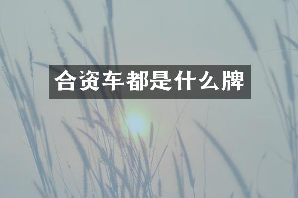 合资车都是什么牌