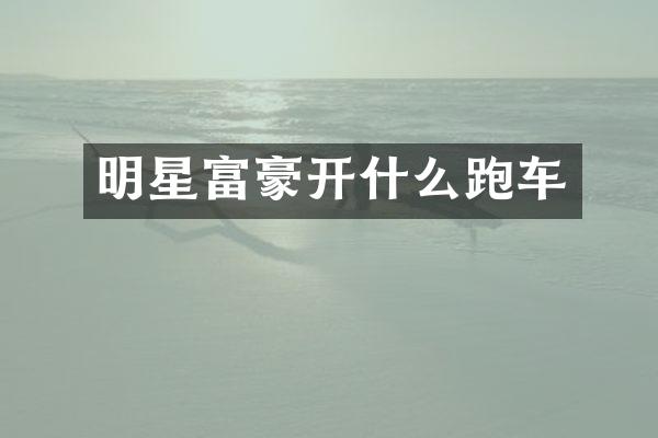 明星富豪开什么跑车