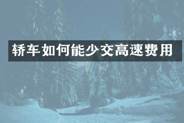 轿车如何能少交高速费用
