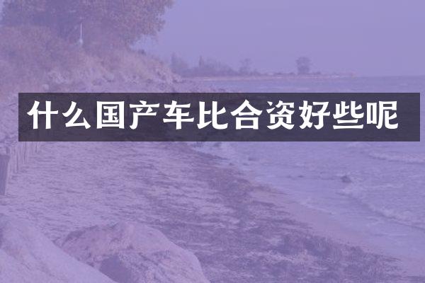 什么国产车比合资好些呢