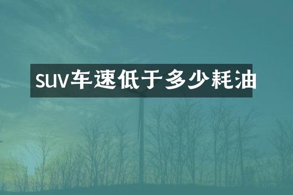 suv车速低于多少耗油