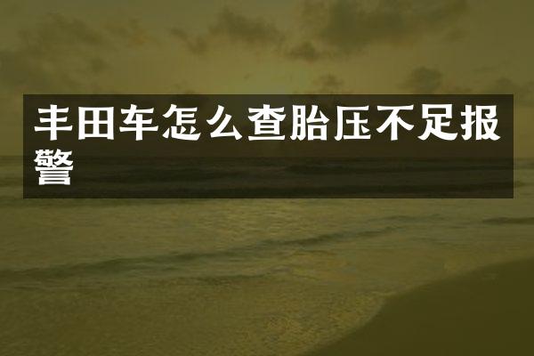 丰田车怎么查胎压不足报警