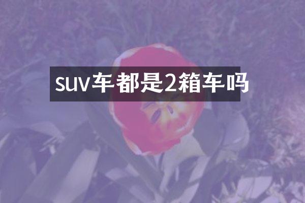 suv车都是2箱车吗