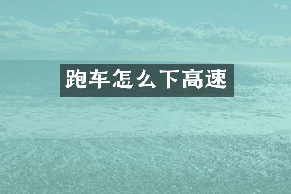 跑车怎么下高速