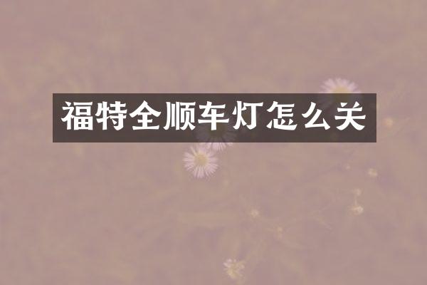 福特全顺车灯怎么关
