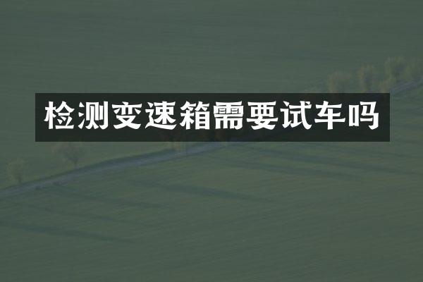 检测变速箱需要试车吗