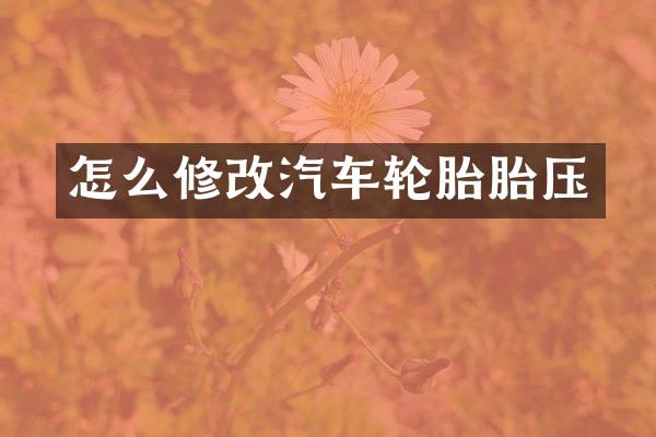 怎么修改汽车轮胎胎压