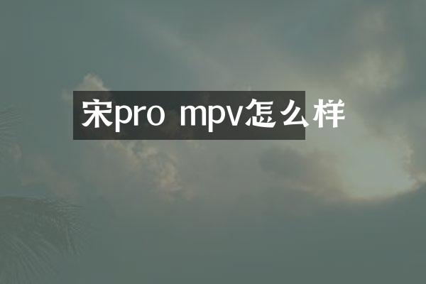 宋pro mpv怎么样