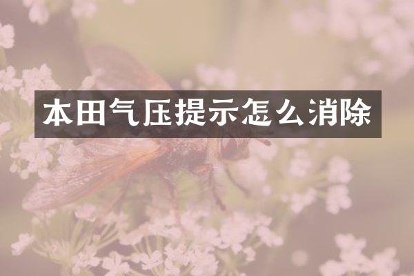 本田气压提示怎么消除