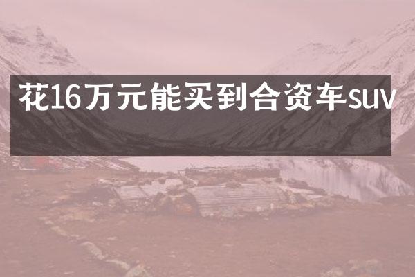 花16万元能买到合资车suv吗