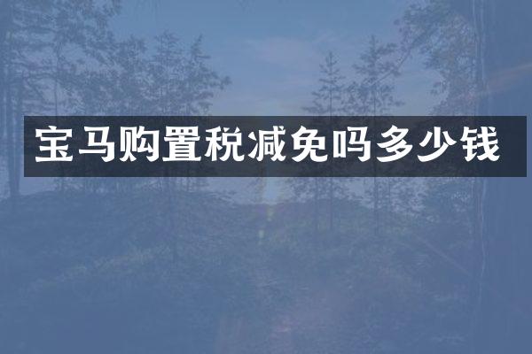 宝马购置税减免吗多少钱