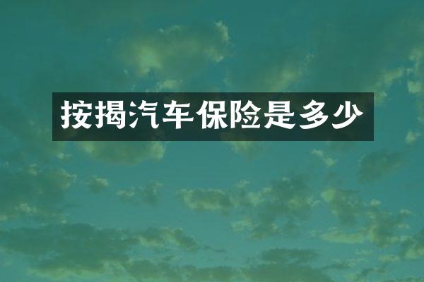 按揭汽车保险是多少