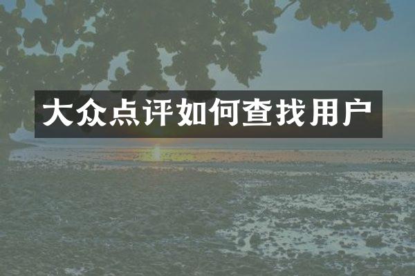 大众点评如何查找用户