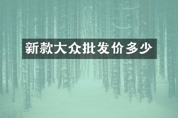 新款大众批发价多少