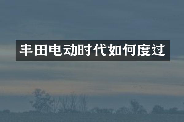 丰田电动时代如何度过