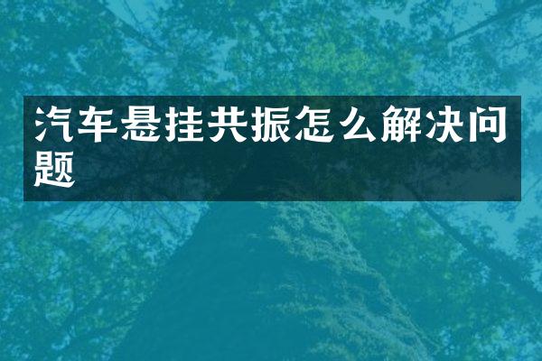 汽车悬挂共振怎么解决问题