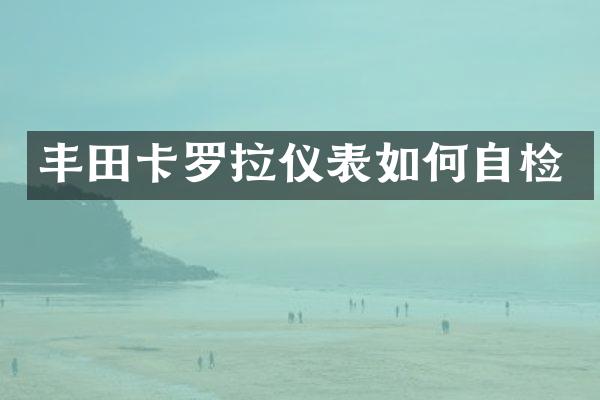 丰田卡罗拉仪表如何自检