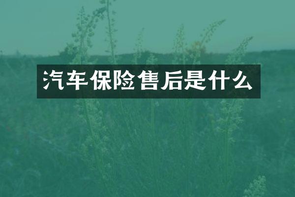汽车保险售后是什么