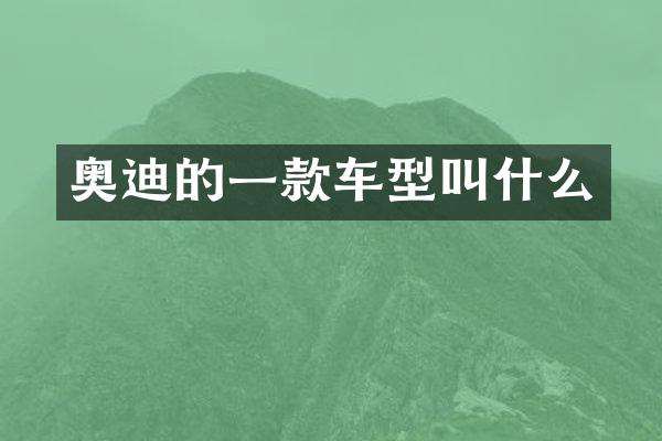 奥迪的一款车型叫什么