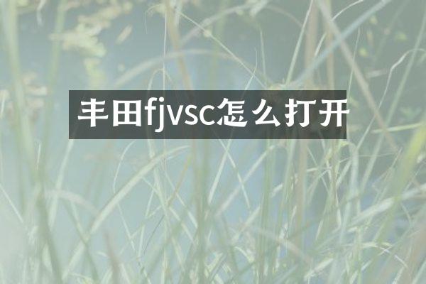 丰田fjvsc怎么打开