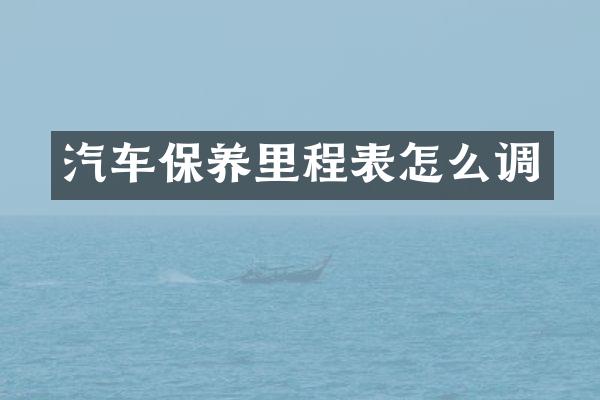汽车保养里程表怎么调
