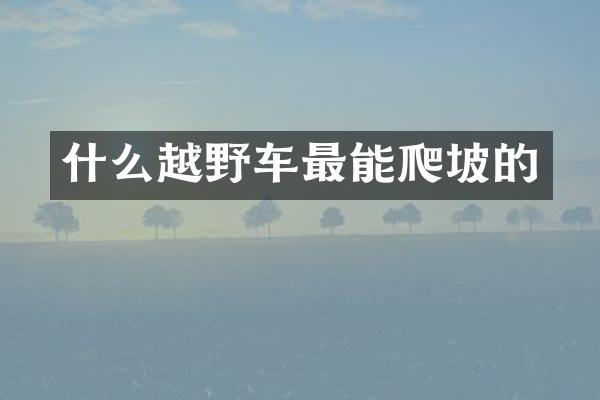 什么越野车最能爬坡的