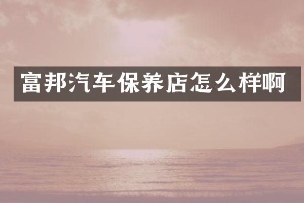 富邦汽车保养店怎么样啊