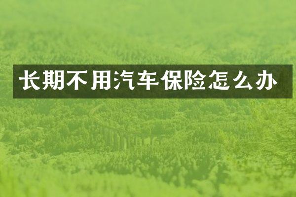 长期不用汽车保险怎么办