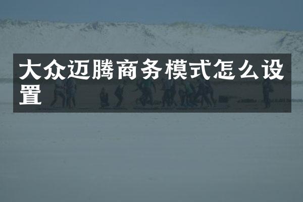 大众迈腾商务模式怎么设置