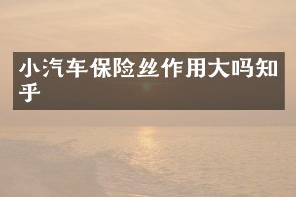 小汽车保险丝作用大吗知乎