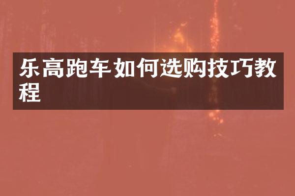 乐高跑车如何选购技巧教程