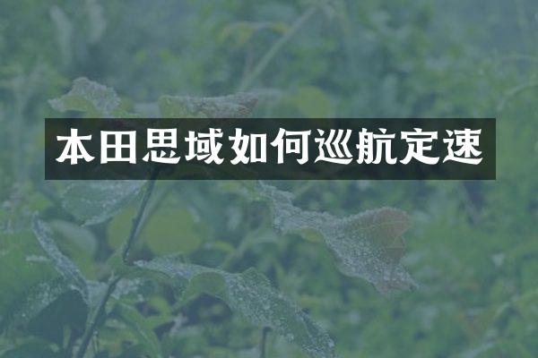 本田思域如何巡航定速