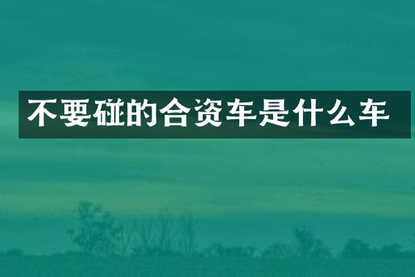 不要碰的合资车是什么车