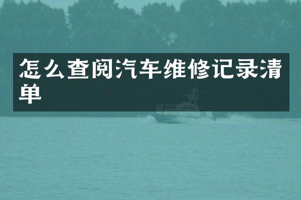怎么查阅汽车维修记录清单