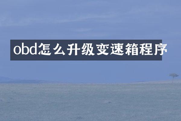 obd怎么升级变速箱程序