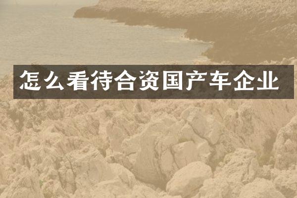 怎么看待合资国产车企业