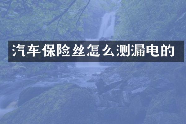 汽车保险丝怎么测漏电的