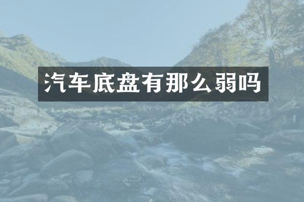 汽车底盘有那么弱吗