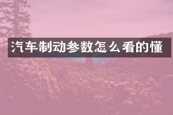 汽车制动参数怎么看的懂