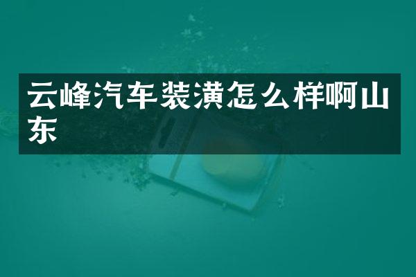 云峰汽车装潢怎么样啊山东
