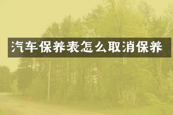 汽车保养表怎么取消保养