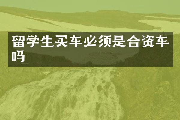 留学生买车必须是合资车吗