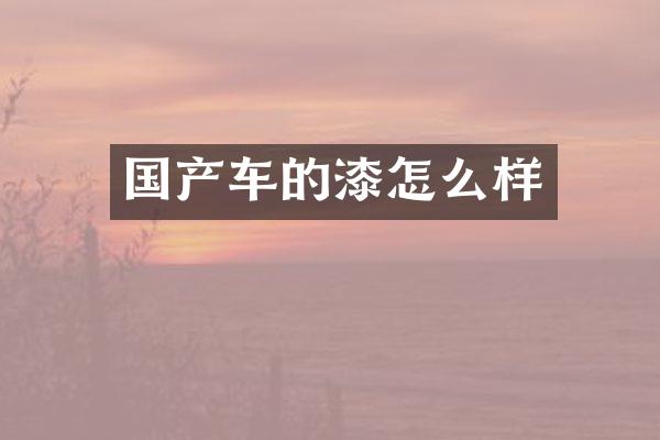 国产车的漆怎么样