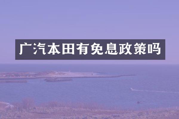 广汽本田有免息政策吗
