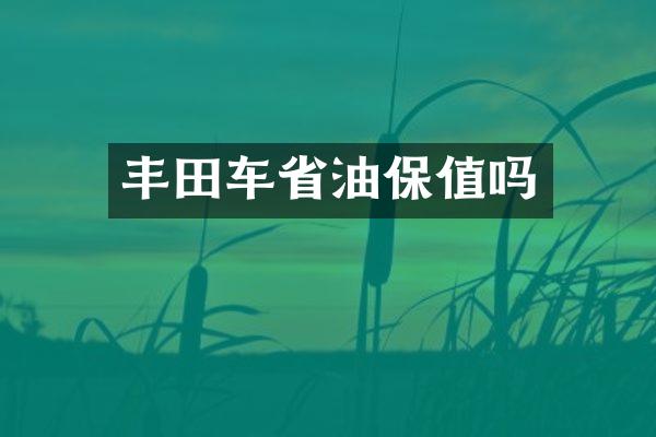 丰田车省油保值吗