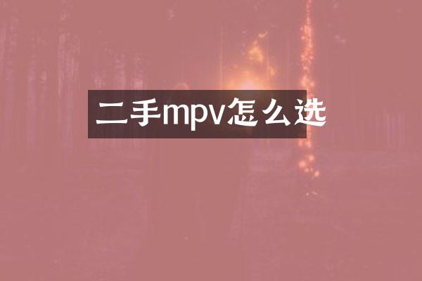 二手mpv怎么选