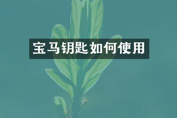 宝马钥匙如何使用